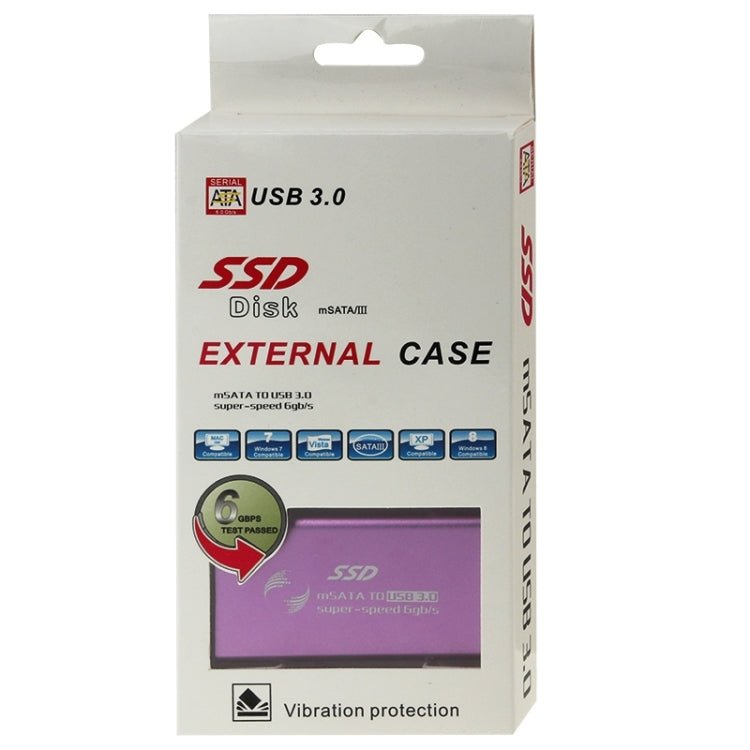 6gb/s mSATA Solid State Disk SSD to USB 3.0 Hard Disk Case(Purple) - HDD Enclosure by PMC Jewellery | Online Shopping South Africa | PMC Jewellery | Buy Now Pay Later Mobicred