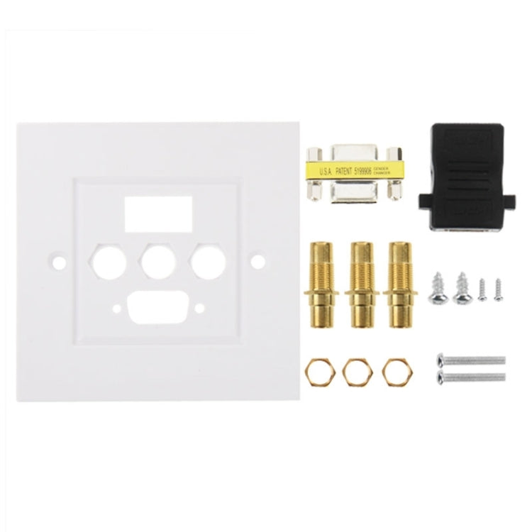 USB 3.0 Female Plug + 3 RCA Female Plugs + VGA Female Plug Wall Plate Panel -  by PMC TechLife | Online Shopping South Africa | PMC TechLife | Buy Now Pay Later Mobicred