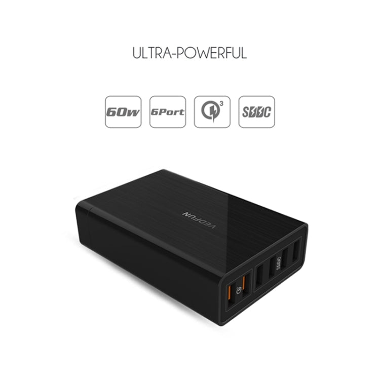 VEDFUN TurboCube D620 Six Ports Quick Charge 3.0 + SDDC Technology USB Charger, EU/US/UK Plug - USB Charger by VEDFUN | Online Shopping South Africa | PMC Jewellery | Buy Now Pay Later Mobicred