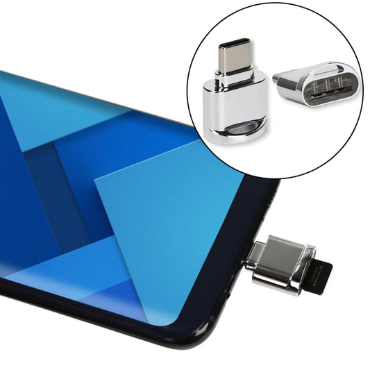 TF Card to USB-C / Type-C Male Aluminum Alloy OTG Adapter with Keychain(Silver) - OTG Adapter by PMC Jewellery | Online Shopping South Africa | PMC Jewellery