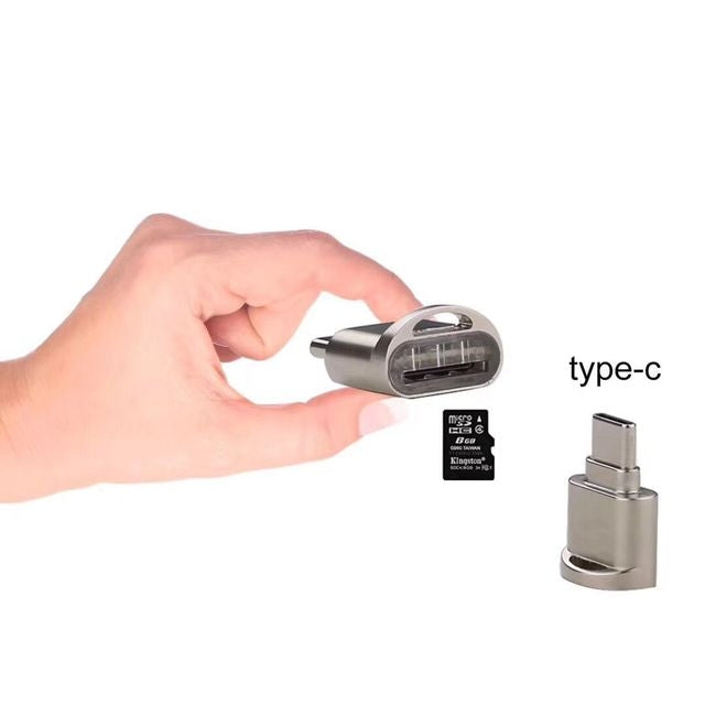 TF Card to USB-C / Type-C Male Aluminum Alloy OTG Adapter with Keychain(Silver) - OTG Adapter by PMC Jewellery | Online Shopping South Africa | PMC Jewellery