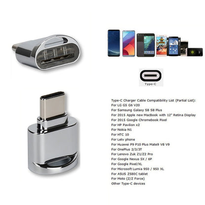 TF Card to USB-C / Type-C Male Aluminum Alloy OTG Adapter with Keychain(Silver) - OTG Adapter by PMC Jewellery | Online Shopping South Africa | PMC Jewellery