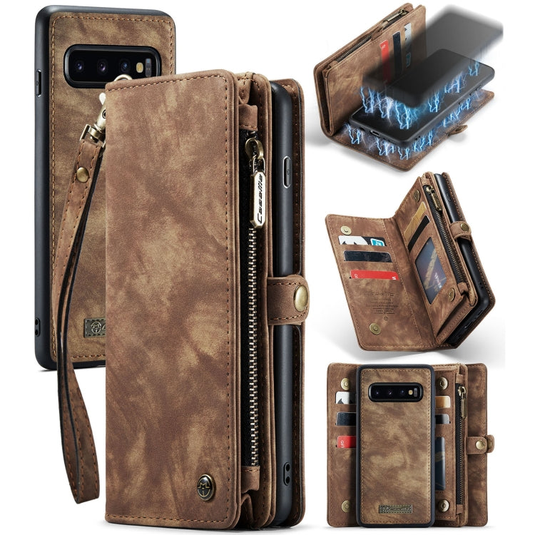 For Samsung Galaxy S10+ CaseMe-008 Detachable Multifunctional Flip Leather Phone Case(Brown) - Galaxy Phone Cases by CaseMe | Online Shopping South Africa | PMC Jewellery | Buy Now Pay Later Mobicred