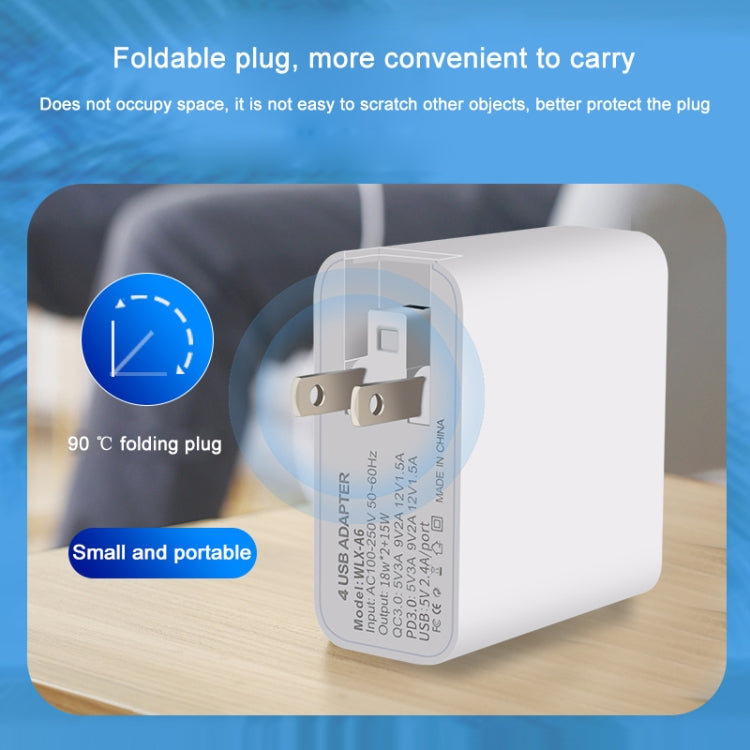 WLX-A6 4 Ports Quick Charging USB Travel Charger Power Adapter, EU Plug - USB Charger by PMC Jewellery | Online Shopping South Africa | PMC Jewellery | Buy Now Pay Later Mobicred