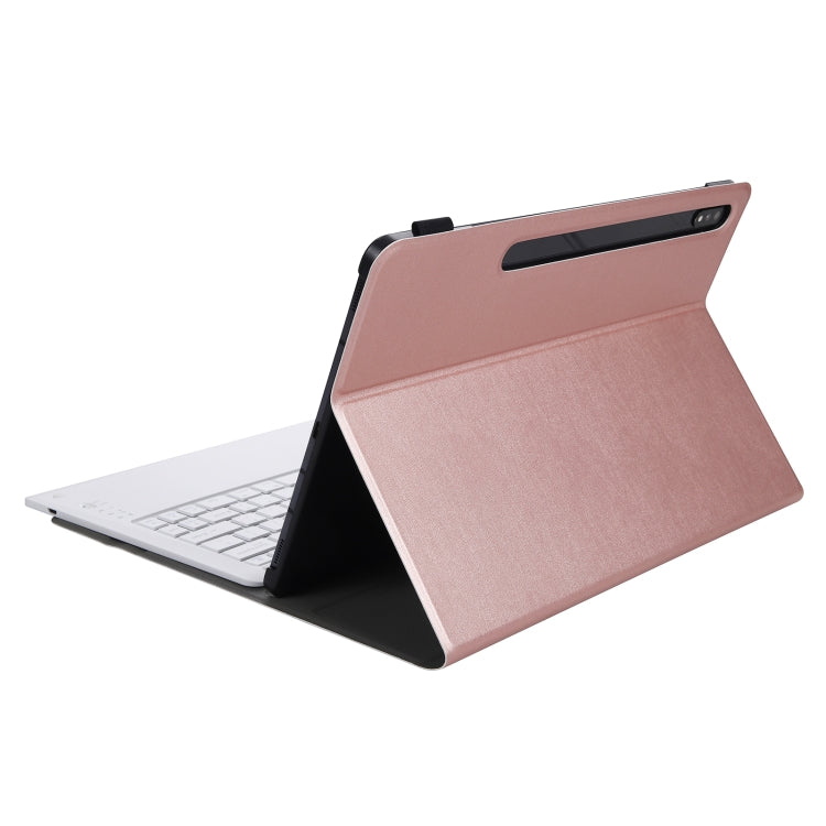 A970 Detachable Bluetooth Keyboard Ultrathin Horizontal Flip Leather Tablet Case for Samsung Galaxy Tab S7 FE T730 / T736 / S7+ T970 / T975 / T976(Rose Gold) - Samsung Keyboard by PMC Jewellery | Online Shopping South Africa | PMC Jewellery