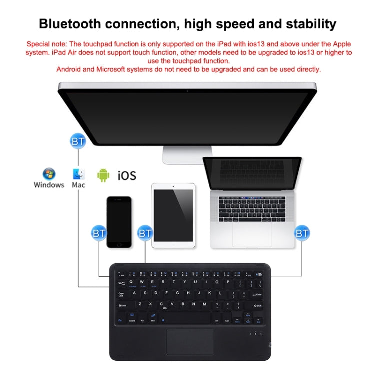 HB119B 10 inch Universal Tablet Wireless Bluetooth Keyboard with Touch Panel (White) - Universal Keyboard by PMC Jewellery | Online Shopping South Africa | PMC Jewellery