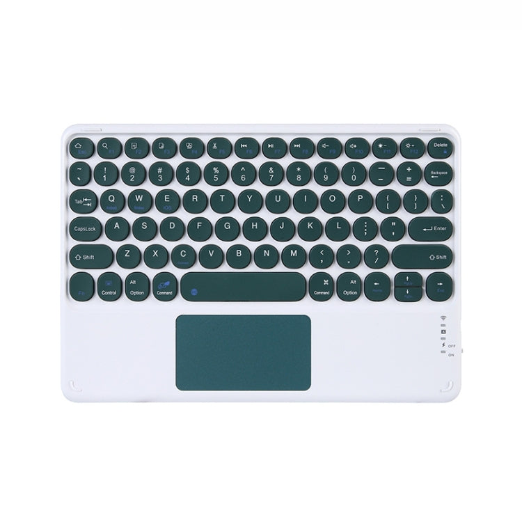 250C 10 inch Universal Tablet Round Keycap Wireless Bluetooth Keyboard with Touch Panel (Dark Green) - Universal Keyboard by PMC TechLife | Online Shopping South Africa | PMC TechLife