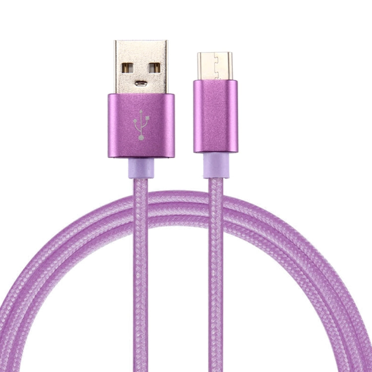 Knit Texture USB to USB-C / Type-C Data Sync Charging Cable, Cable Length: 2m, 3A Output(Purple) - USB-C & Type-C Cable by PMC TechLife | Online Shopping South Africa | PMC TechLife | Buy Now Pay Later Mobicred