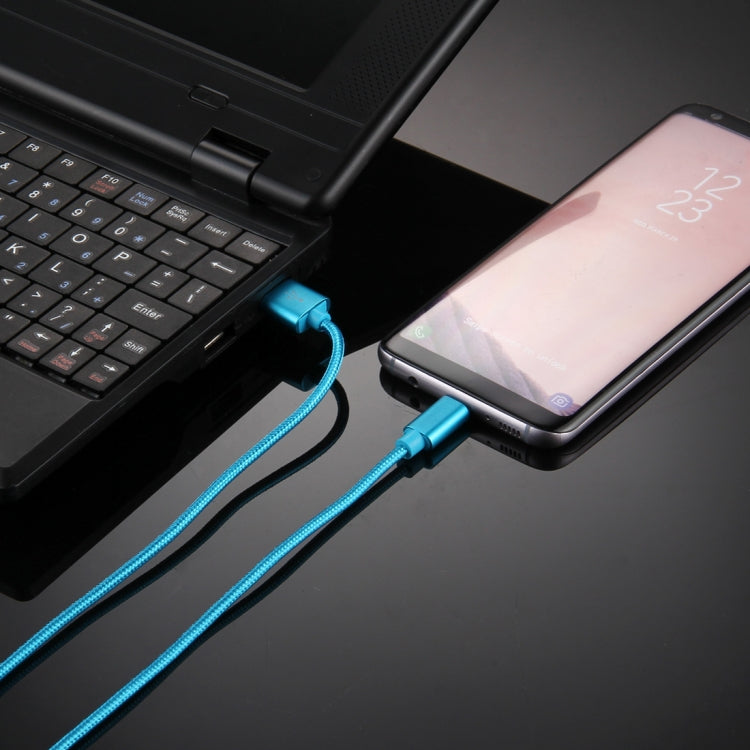 Knit Texture USB to USB-C / Type-C Data Sync Charging Cable, Cable Length: 3m, 3A Total Output, 2A Transfer Data(Blue) - USB-C & Type-C Cable by PMC TechLife | Online Shopping South Africa | PMC TechLife | Buy Now Pay Later Mobicred