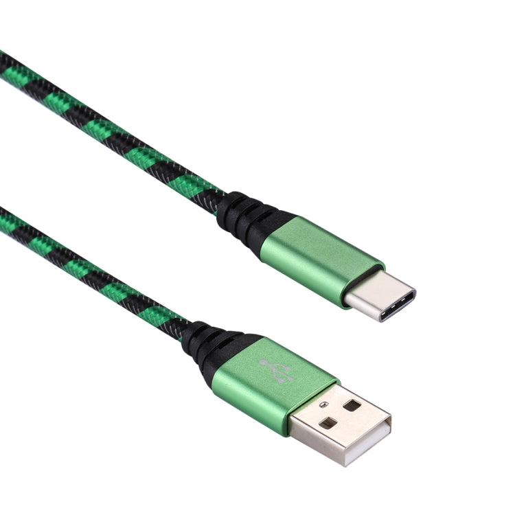 1m USB to USB-C / Type-C Nylon Weave Style Data Sync Charging Cable(Green) - USB-C & Type-C Cable by PMC TechLife | Online Shopping South Africa | PMC TechLife | Buy Now Pay Later Mobicred