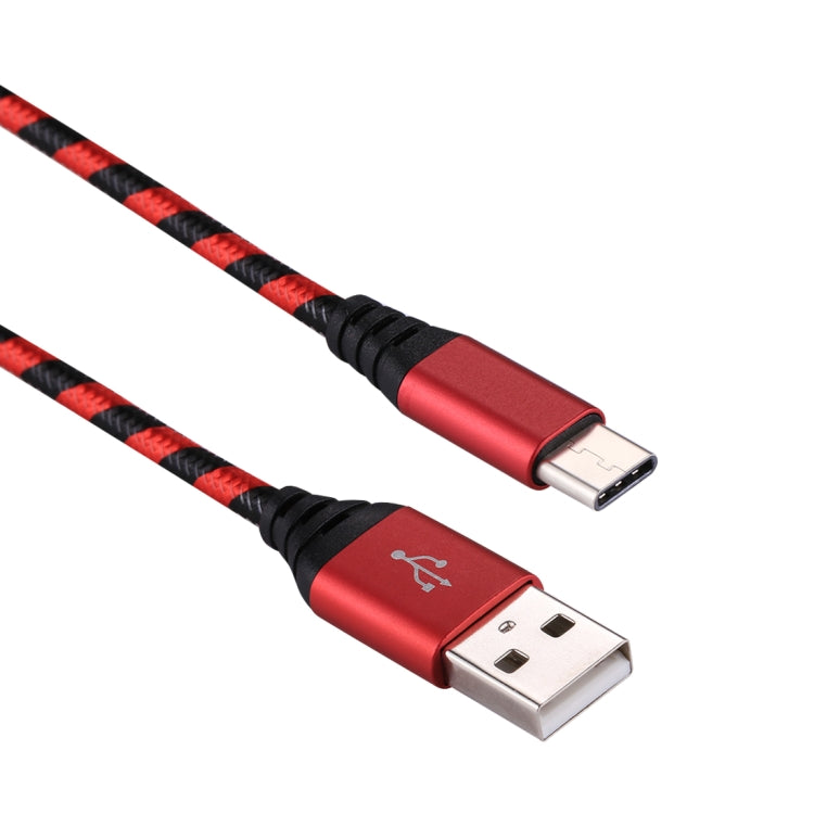 1m USB to USB-C / Type-C Nylon Weave Style Data Sync Charging Cable(Red) - USB-C & Type-C Cable by PMC TechLife | Online Shopping South Africa | PMC TechLife | Buy Now Pay Later Mobicred
