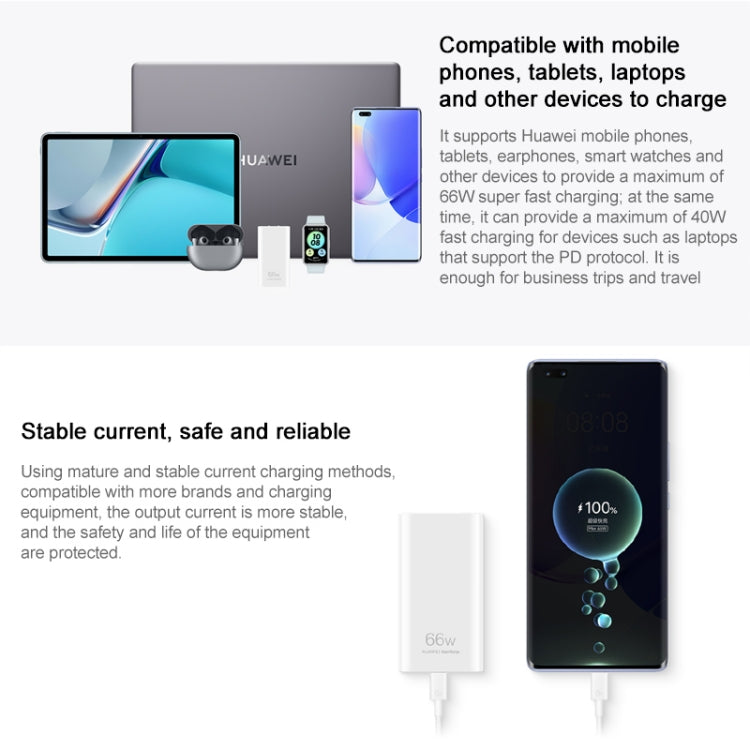 Original Huawei 66W GaN Ultra-thin Travel Charger Power Adapter with Type-C / USB-C Cable (White) - free shipping - PMC TechLife - Order now!
