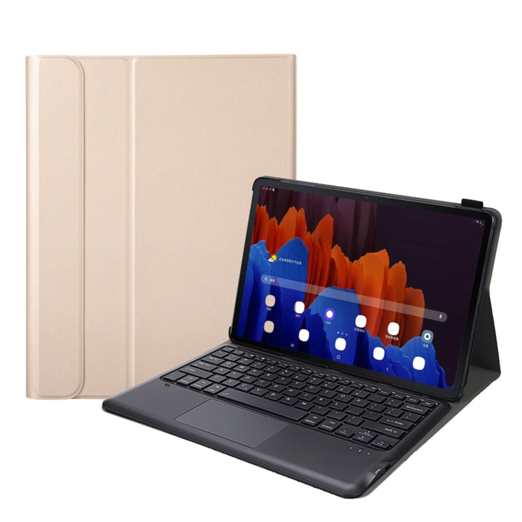 A970-A Splittable Bluetooth Keyboard Leather Tablet Case for Samsung Galaxy Tab S8+ / S7 FE T730 / S7+ T970 / T975, with Touchpad & Holder(Gold) - Samsung Keyboard by PMC Jewellery | Online Shopping South Africa | PMC Jewellery