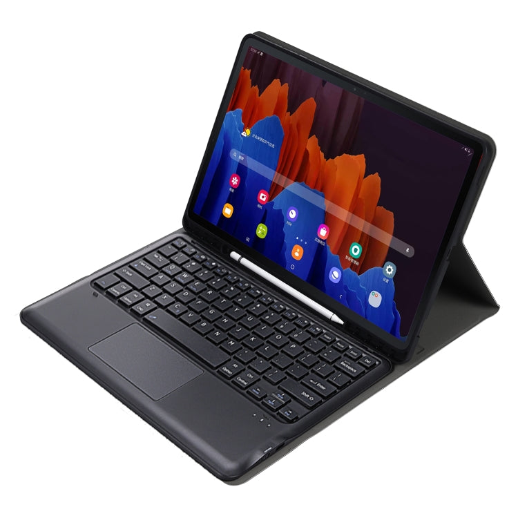 A970B-A Splittable Bluetooth Keyboard Leather Tablet Case for Samsung Galaxy Tab S7 FE T730 T736  & S7+ T970 T975, with Touchpad & Pen Slot & & Holder (Black) - Samsung Keyboard by PMC Jewellery | Online Shopping South Africa | PMC Jewellery