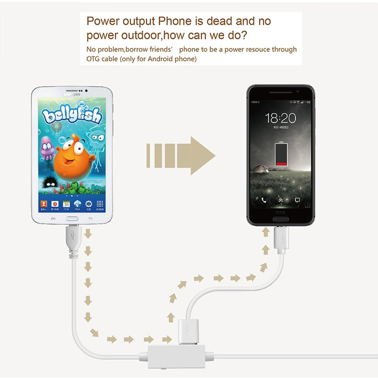 OTG-Y-03 USB 2.0 Male to Micro USB Male + USB Female OTG Charging Data Cable for Android Phones / Tablets with OTG Function, with Switch, Length: 1.1m(White) - Micro USB Cable by PMC Jewellery | Online Shopping South Africa | PMC Jewellery | Buy Now Pay Later Mobicred