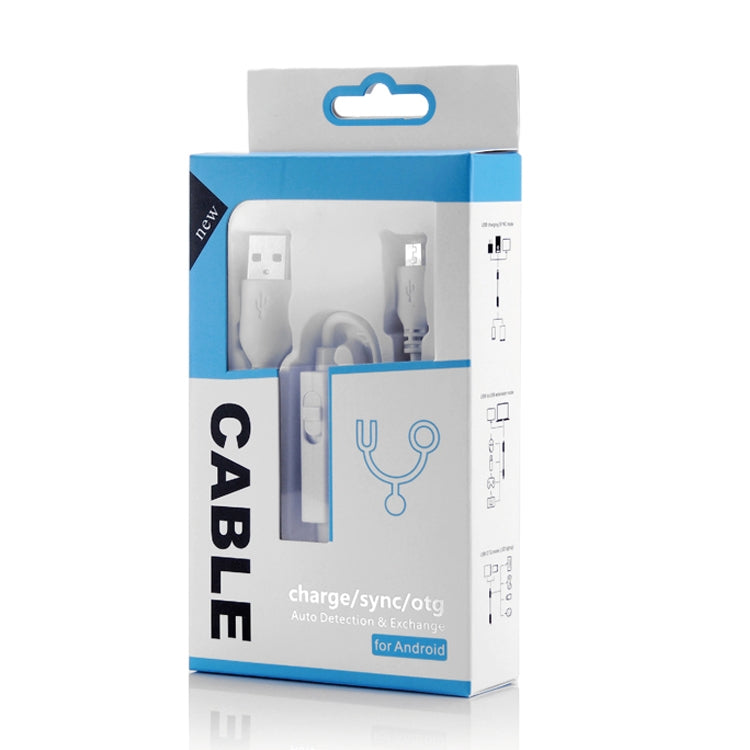 OTG-Y-03 USB 2.0 Male to Micro USB Male + USB Female OTG Charging Data Cable for Android Phones / Tablets with OTG Function, with Switch, Length: 1.1m(White) - Micro USB Cable by PMC Jewellery | Online Shopping South Africa | PMC Jewellery | Buy Now Pay Later Mobicred