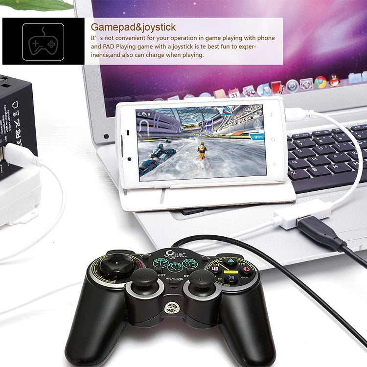 OTG-Y-03 USB 2.0 Male to Micro USB Male + USB Female OTG Charging Data Cable for Android Phones / Tablets with OTG Function, with Switch, Length: 1.1m(White) - Micro USB Cable by PMC Jewellery | Online Shopping South Africa | PMC Jewellery | Buy Now Pay Later Mobicred