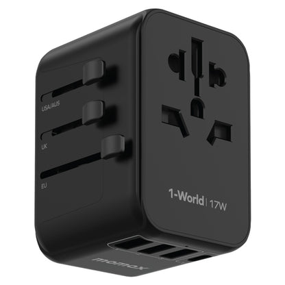 MOMAX UA12 1-World 17W Global Travel Fast Charger Power Adapter - Plug Adaptor by MOMAX | Online Shopping South Africa | PMC Jewellery | Buy Now Pay Later Mobicred