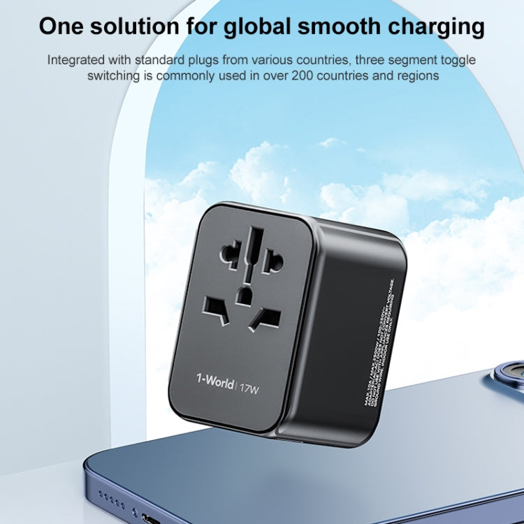 MOMAX UA12 1-World 17W Global Travel Fast Charger Power Adapter - Plug Adaptor by MOMAX | Online Shopping South Africa | PMC Jewellery | Buy Now Pay Later Mobicred