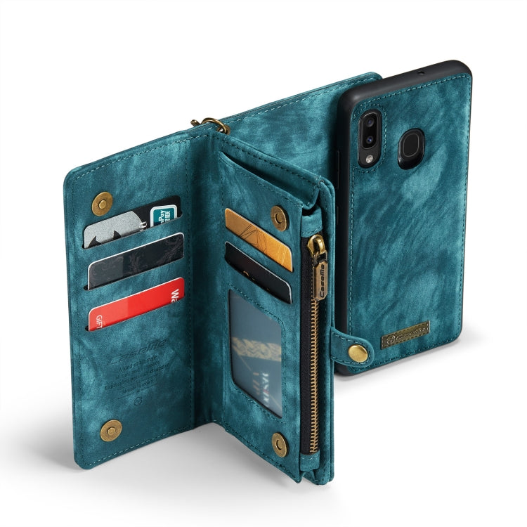 CaseMe-008 Detachable Multifunctional Retro Frosted Horizontal Flip Leather Case for Galaxy A20 / M10S, with Card Slot & Holder & Zipper Wallet & Photo Frame(Blue) - Galaxy Phone Cases by CaseMe | Online Shopping South Africa | PMC Jewellery | Buy Now Pay Later Mobicred