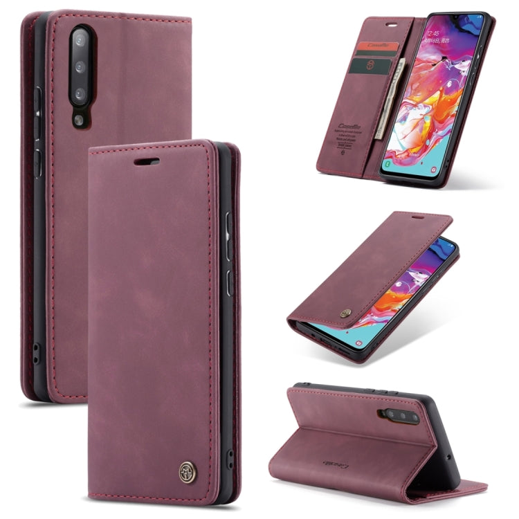 CaseMe-013 Multifunctional Retro Frosted Horizontal Flip Leather Case for Galaxy A70, with Card Slot & Holder & Zipper Wallet & Photo Frame(Wine Red) - Galaxy Phone Cases by CaseMe | Online Shopping South Africa | PMC Jewellery | Buy Now Pay Later Mobicred