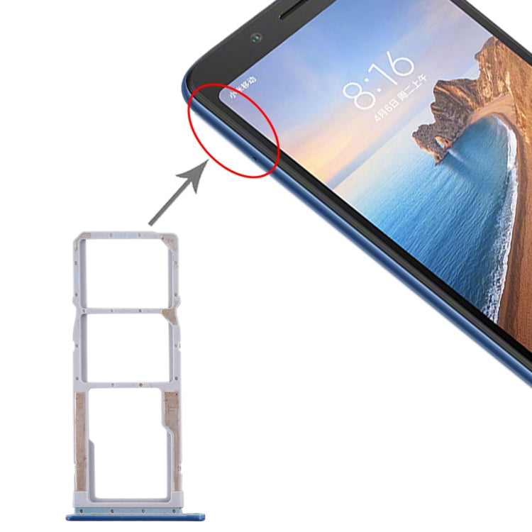 SIM Card Tray + SIM Card Tray + Micro SD Card Tray for Xiaomi Redmi 7A (Dark Blue) - Card Tray by PMC TechLife | Online Shopping South Africa | PMC TechLife | Buy Now Pay Later Mobicred