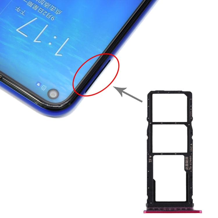 SIM Card Tray + SIM Card Tray + Micro SD Card Tray for Huawei Honor Play 3 (Red) - Card Socket by PMc TechLife | Online Shopping South Africa | PMc TechLife | Buy Now Pay Later Mobicred