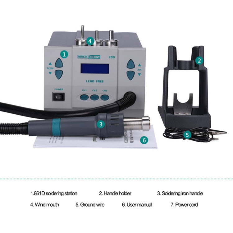 QUICK 861DW 220V 1000W Digital Display Lead-free Intelligent Hot Air Gun Desoldering Station, AU Plug - Electric Soldering Iron by PMC Jewellery | Online Shopping South Africa | PMC Jewellery | Buy Now Pay Later Mobicred