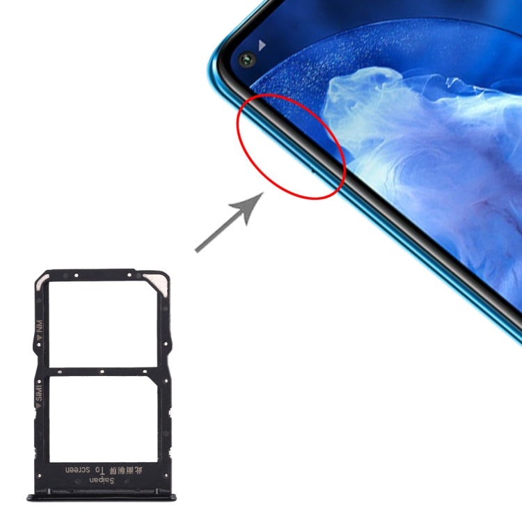 SIM Card Tray + NM Card Tray for Huawei Nova 5z / Nova 5i Pro (Black) - Card Socket by PMc TechLife | Online Shopping South Africa | PMc TechLife | Buy Now Pay Later Mobicred