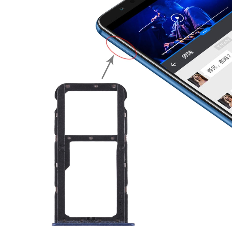 SIM Card Tray + SIM Card Tray / Micro SD Card Tray for Huawei Honor Play 7X (Blue) - Card Socket by PMc TechLife | Online Shopping South Africa | PMc TechLife | Buy Now Pay Later Mobicred