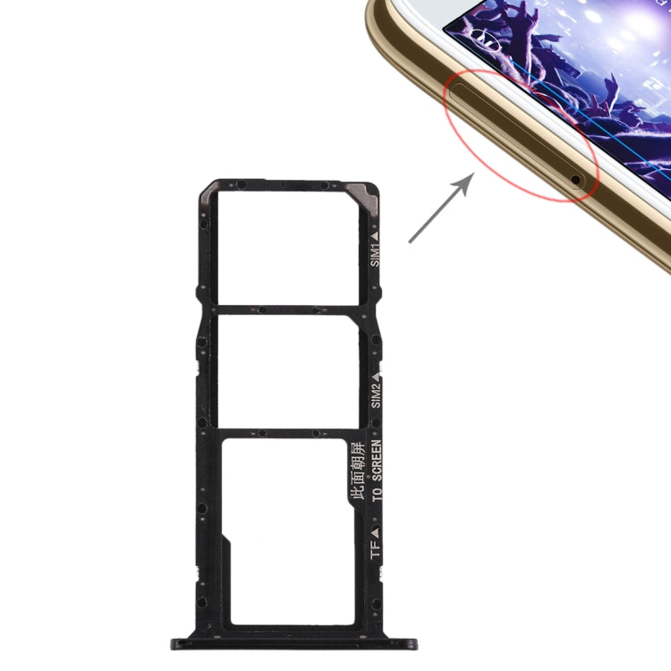 SIM Card Tray + Micro SD Card Tray for Huawei Y5 Prime (2018) / Honor Play 7 (Black) - Card Socket by PMc TechLife | Online Shopping South Africa | PMc TechLife | Buy Now Pay Later Mobicred