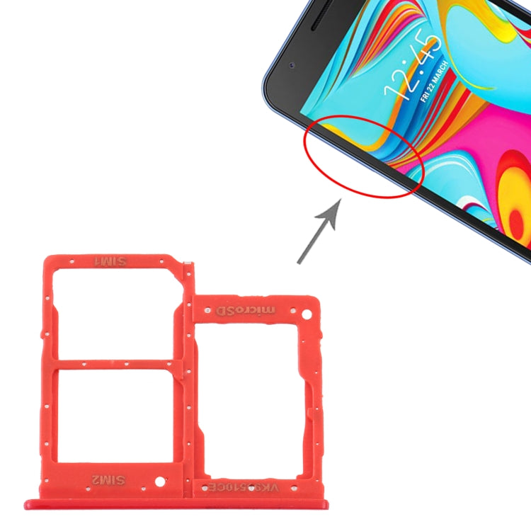 For Samsung Galaxy A2 Core SM-A260 SIM Card Tray + SIM Card Tray + Micro SD Card Tray (Red) - free shipping - PMc TechLife - Order now!