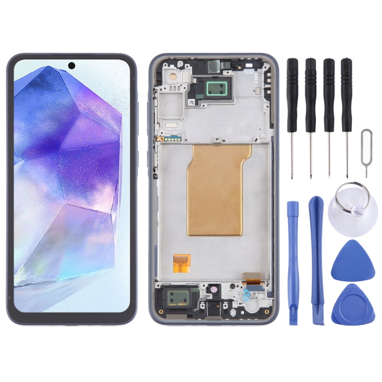 For Samsung Galaxy A35 SM-A356B 6.43 inch OLED LCD Screen Digitizer Full Assembly with Frame(Dark Blue) - free shipping - PMc TechLife - Order now!