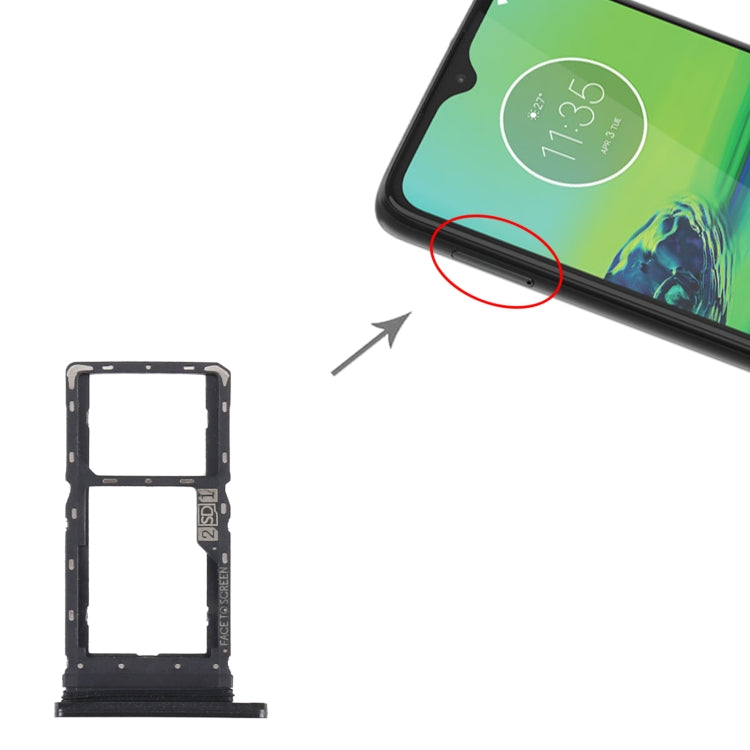 SIM Card Tray + Micro SD Card Tray for Motorola Moto G8 Play XT2015 XT2015-2 (Black) - Card Socket by PMc TechLife | Online Shopping South Africa | PMc TechLife | Buy Now Pay Later Mobicred