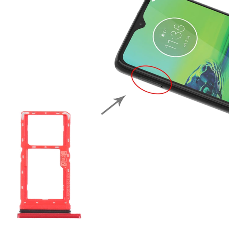SIM Card Tray + Micro SD Card Tray for Motorola Moto G8 Play XT2015 XT2015-2 (Red) - free shipping - PMc TechLife - Order now!