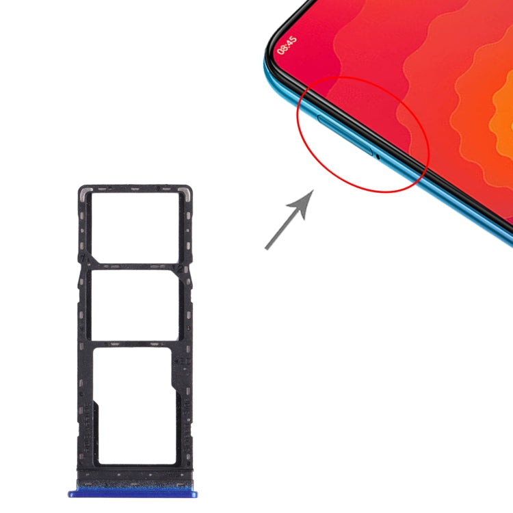 For Tecno Spark 4 / Camon 12 KC2 KC8 CC7 SIM Card Tray + SIM Card Tray + Micro SD Card Tray (Blue) - Card Tray by PMc TechLife | Online Shopping South Africa | PMc TechLife | Buy Now Pay Later Mobicred