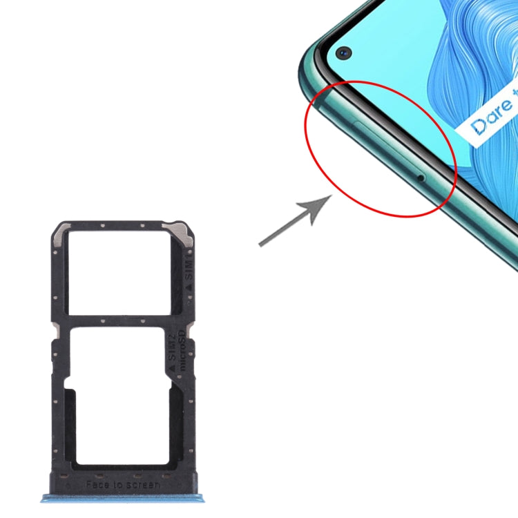 For OPPO Realme V5 5G  SIM Card Tray + SIM Card Tray / Micro SD Card Tray (Blue) - Card Socket by PMc TechLife | Online Shopping South Africa | PMc TechLife | Buy Now Pay Later Mobicred