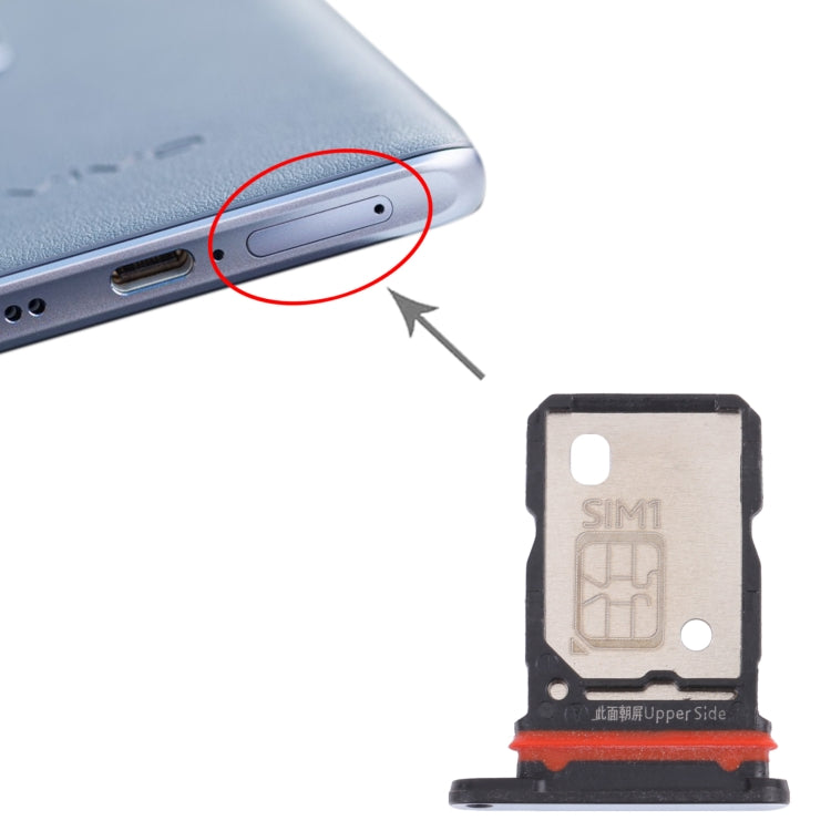 For vivo X60 Pro+ V2056A SIM Card Tray + SIM Card Tray (Black) - Card Socket by PMc TechLife | Online Shopping South Africa | PMc TechLife | Buy Now Pay Later Mobicred
