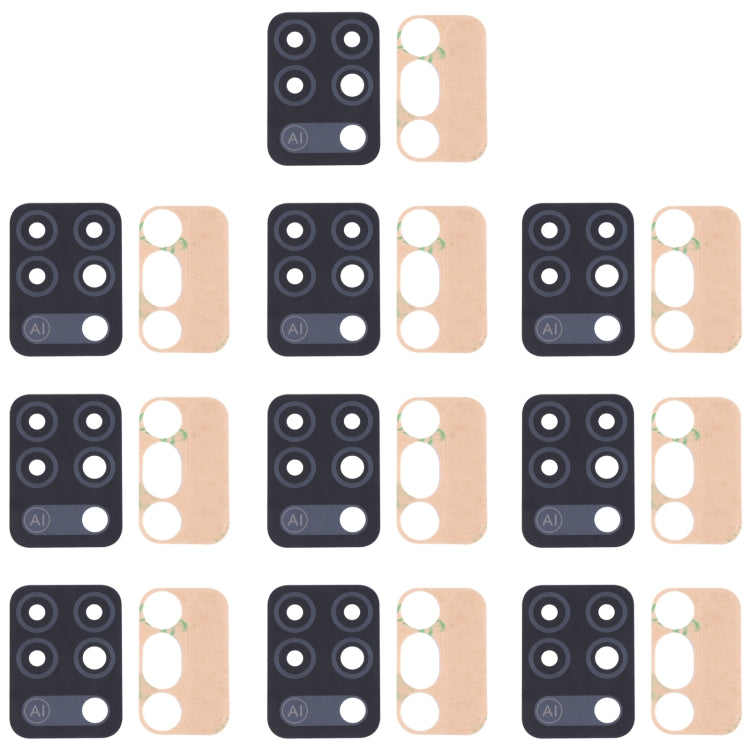 For Tecno Pova LD7, LD7j 10pcs Back Camera Lens - Camera Parts by PMc TechLife | Online Shopping South Africa | PMc TechLife | Buy Now Pay Later Mobicred