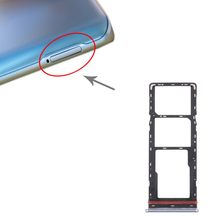 For Tecno Spark 7P KF7J SIM Card Tray + SIM Card Tray + Micro SD Card Tray (Silver) - Card Tray by PMc TechLife | Online Shopping South Africa | PMc TechLife | Buy Now Pay Later Mobicred