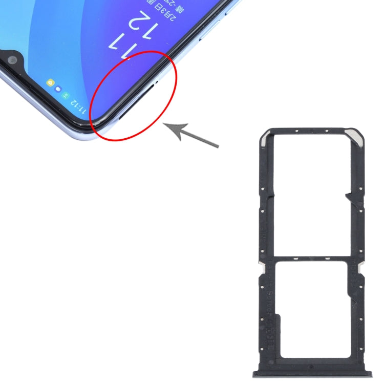 For OPPO A55 5G / A53S 5G SIM Card Tray + SIM Card Tray + Micro SD Card Tray (Black) - Card Socket by PMc TechLife | Online Shopping South Africa | PMc TechLife | Buy Now Pay Later Mobicred