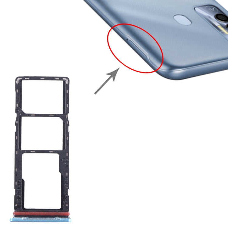 For Tecno Spark 7T SIM Card Tray + SIM Card Tray + Micro SD Card Tray (Blue) - Card Tray by PMC TechLife | Online Shopping South Africa | PMC TechLife