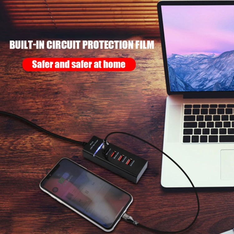 5V 4.1A 4 USB Ports Charger Adapter with Power Plug Cable, Cable Length: 1.5m, EU Plug(White) - Multifunction Charger by PMC Jewellery | Online Shopping South Africa | PMC Jewellery | Buy Now Pay Later Mobicred