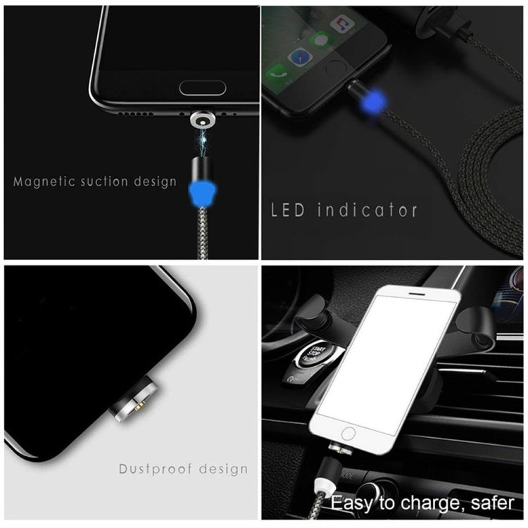 2 in 1 USB to 8 Pin + Micro USB Magnetic Metal Interface Nylon Braided Charging Cable, Length: 1m(Black) - free shipping - PMC Jewellery - Order now!