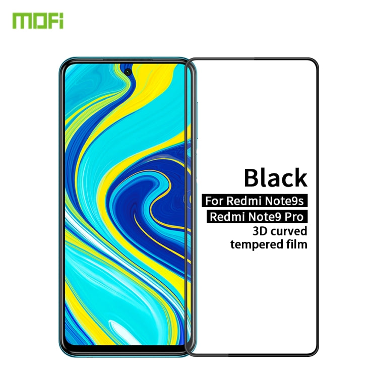 For Xiaomi Redmi Note 9S/Note 9 Pro MOFI 9H 3D Explosion-proof Curved Screen Tempered Glass Film(Black) -  by MOFI | Online Shopping South Africa | PMC Jewellery