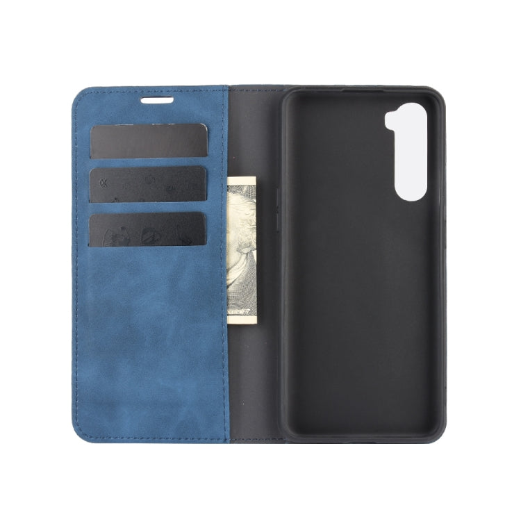 For OnePlus Nord Retro-skin Business Magnetic Suction Leather Case with Holder & Card Slots & Wallet(Dark Blue) - OnePlus Cases by PMC Jewellery | Online Shopping South Africa | PMC Jewellery