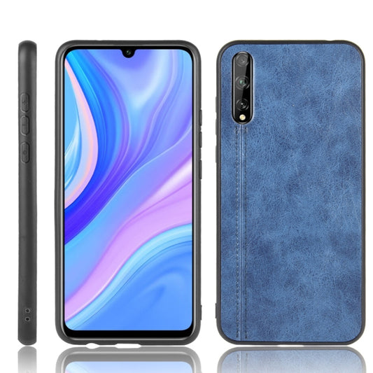 For Huawei P Smart S Shockproof Sewing Cow Pattern Skin PC + PU + TPU Case(Blue) - Huawei Cases by PMC Jewellery | Online Shopping South Africa | PMC Jewellery