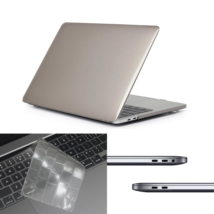 ENKAY Hat-Prince 3 in 1 For MacBook Pro 13 inch A2289 / A2251 (2020) Crystal Hard Shell Protective Case + US Version Ultra-thin TPU Keyboard Protector Cover + Anti-dust Plugs Set(Grey) - MacBook Pro Cases by ENKAY | Online Shopping South Africa | PMC Jewellery | Buy Now Pay Later Mobicred