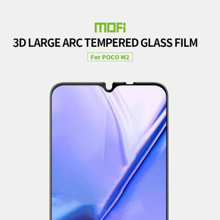 For Xiaomi Poco M2 MOFI 9H 3D Explosion-proof Curved Screen Tempered Glass Film(Black) -  by MOFI | Online Shopping South Africa | PMC Jewellery