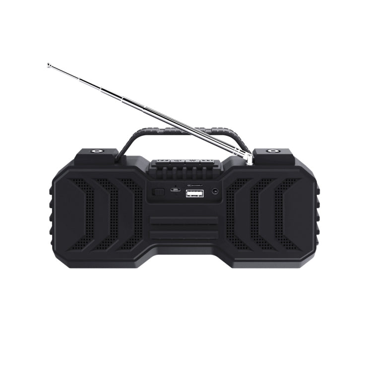 NewRixing NR-2029FMD TWS LED Flashlight Bluetooth Speaker, Support TF Card / FM / 3.5mm AUX / U Disk / Hands-free Calling(Black) - free shipping - PMC Jewellery - Order now!